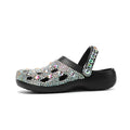 Black women's platform sandals with rhinestone decorations on EVA upper and sole