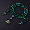 Natural green agate 108 thangka pendant multi-circle bracelet handmade unisex