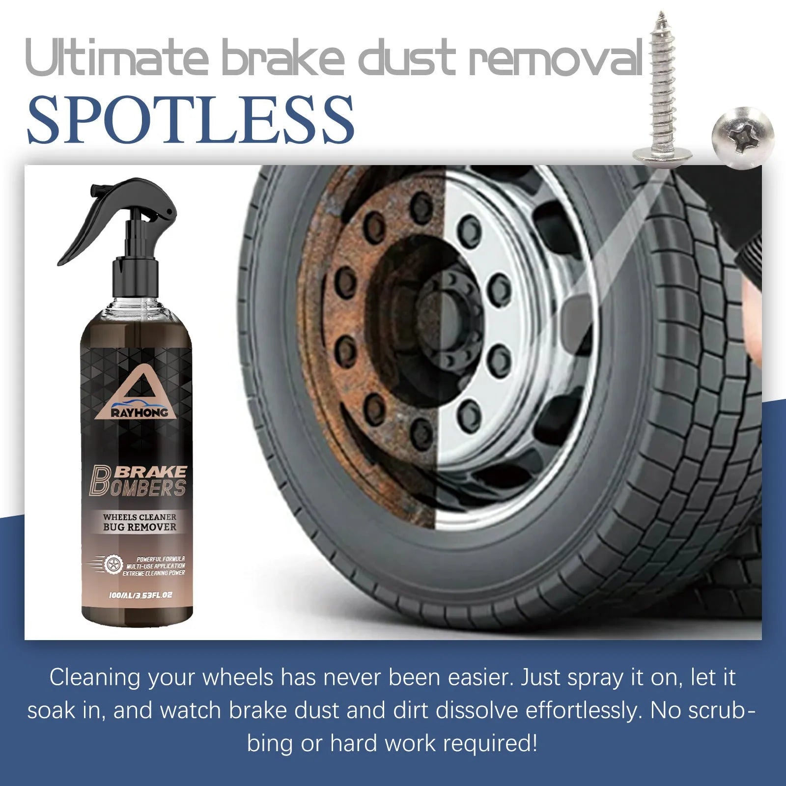Car brake cleanser 120ml bottle with rust removal and brilliant polish for wheels