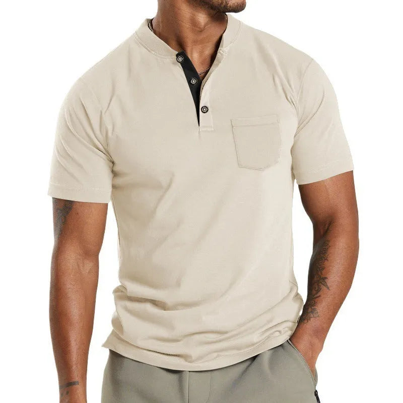 Men's plus size short sleeve button-down shirt in army green, shown on a hanger.