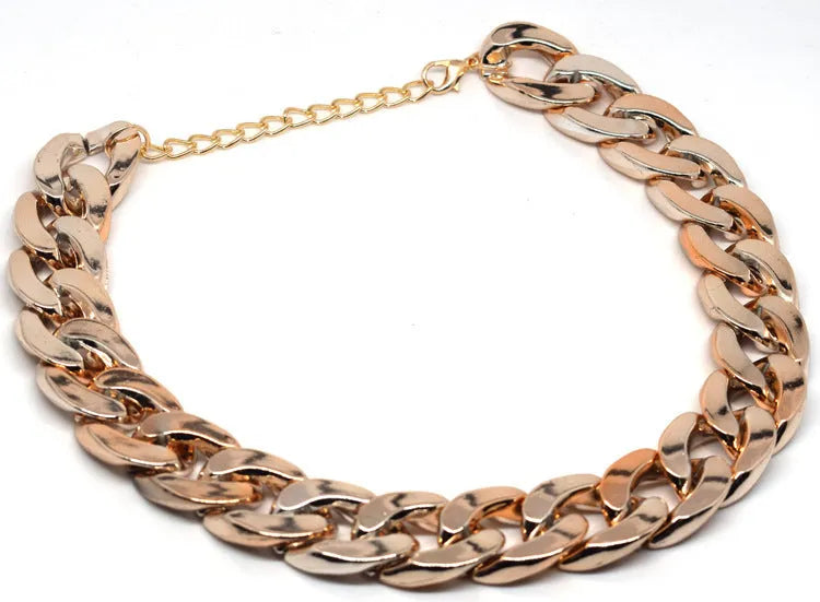 Gold colour chain-style adjustable dog collar with buckle closure for small to medium pets