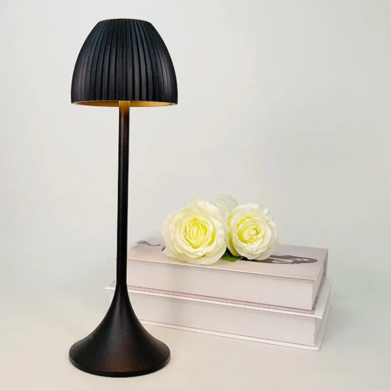 Modern dimmable night lamp with thin round base in black or white for bedroom and dining room