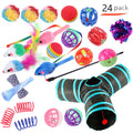 Plastic cat channel toy set with single-layer track and randomly coloured accessories for indoor cats
