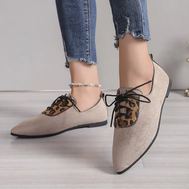 Beige leopard print plus size pumps with pointed toe and rubber sole in extended UK sizes