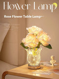 Crystal floral decorative touch dimmable rechargeable LED table lamp with modern styling