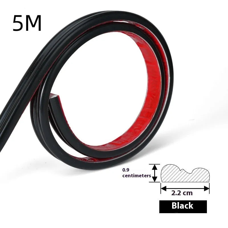 Flexible PVC shaping frame with self-adhesive edge banding in black flat style on a wall surface
