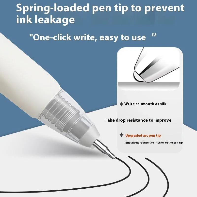 Pack of 10 quick-drying gel pen refill cartridges in black, blue, red, and ink blue colours.