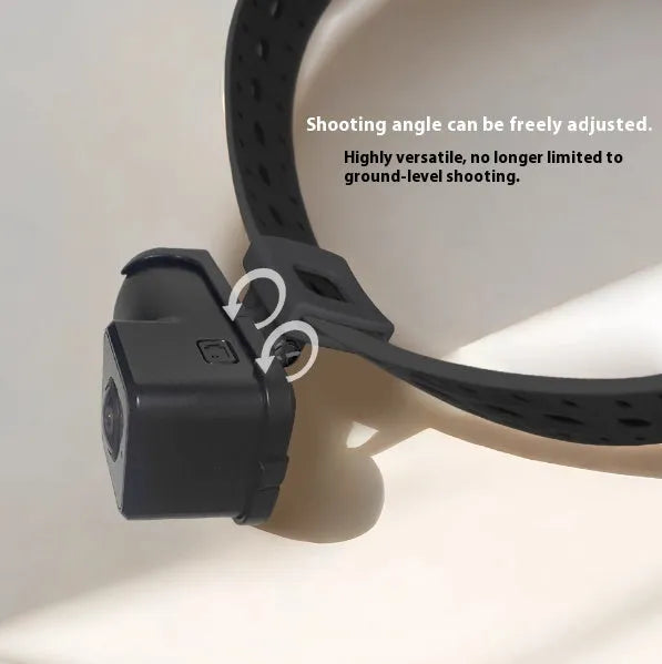 Black Wi-Fi camera neckband wireless recorder with USB-C port and compact dimensions