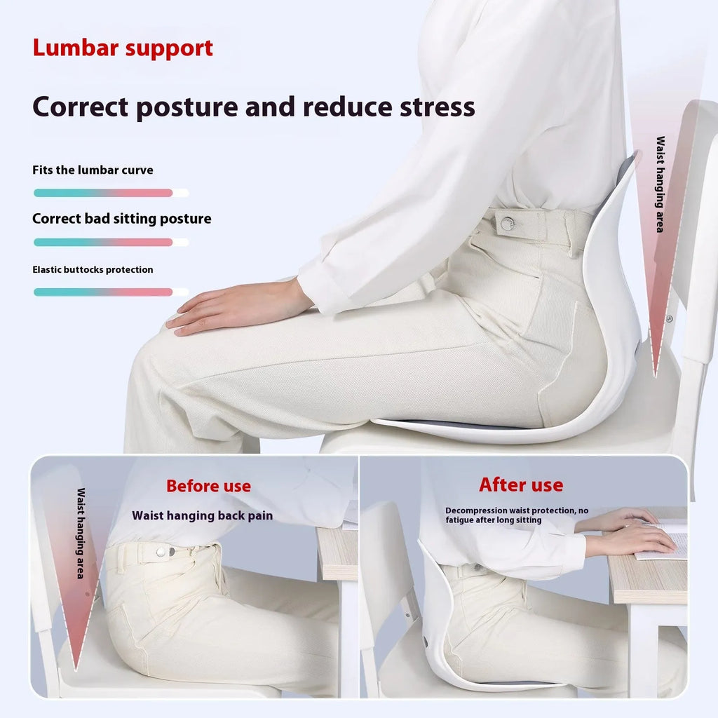 Grey waist support seat cushion with lumbar design for long sitting comfort
