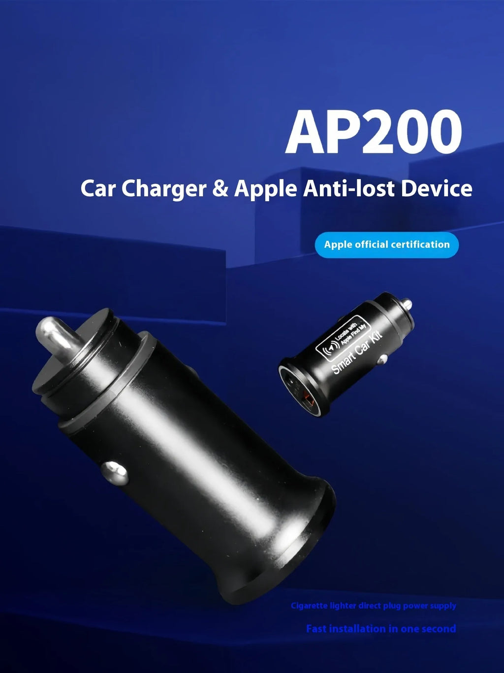 A black ABS plastic car charger locator designed to plug into a vehicle's 12V power socket.