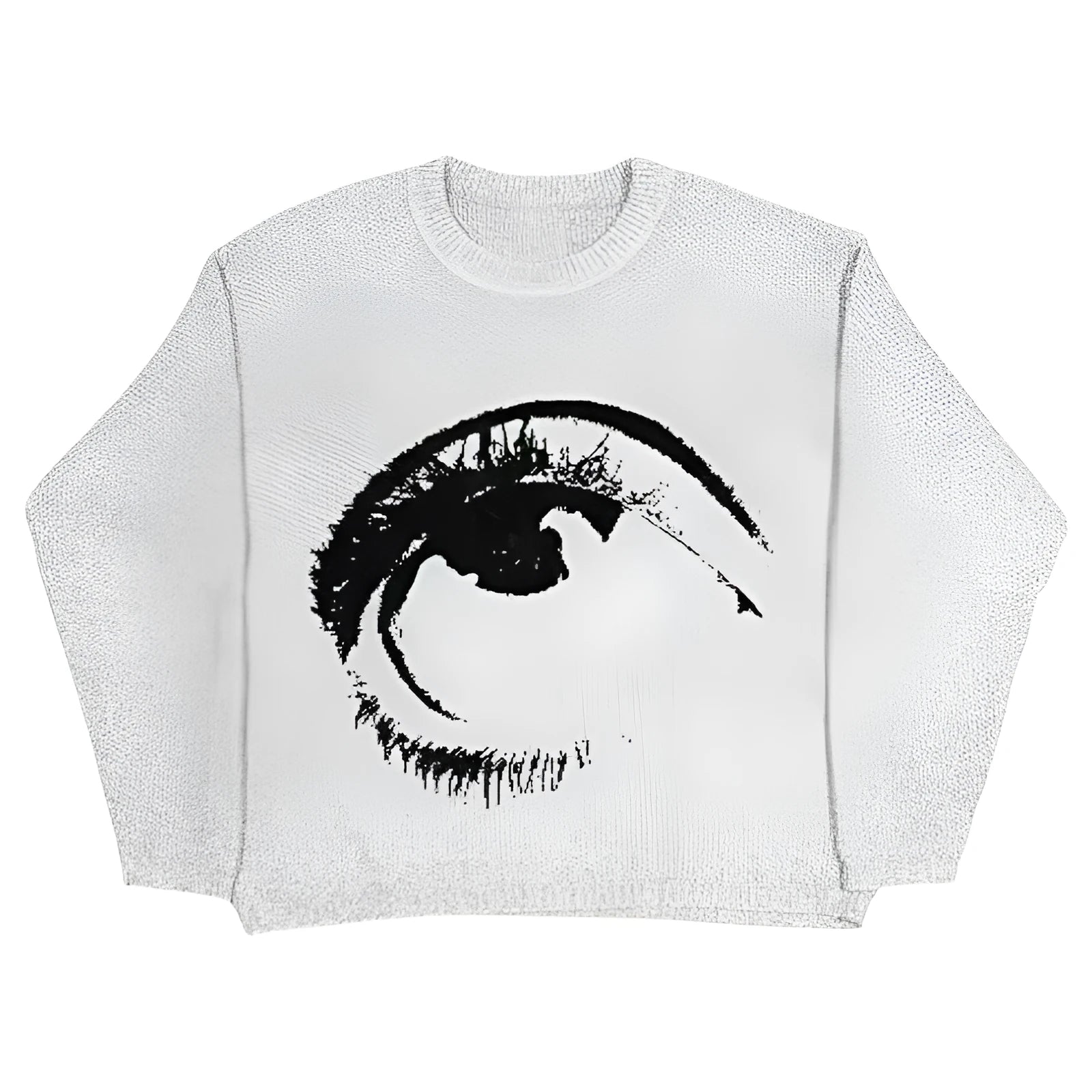 Men's grey round neck cotton pullover sweater in street hipster style