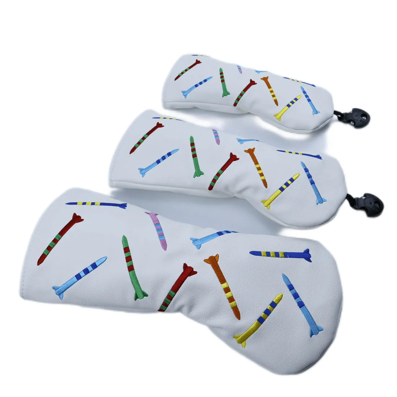 Three golf training poles in different sizes with black and white colour options