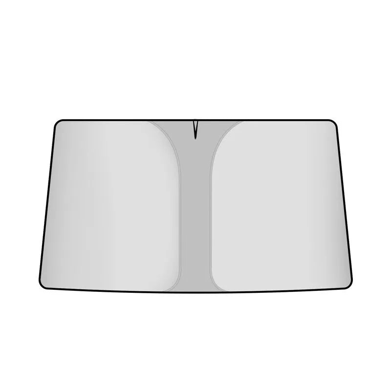 Car front sun shield made of NC fabric with a titanium silver reflective coating, shown rolled up.