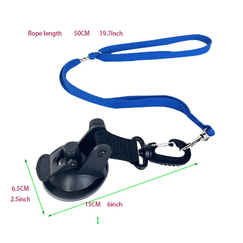 Pet bathing restraint with suction cup handcuffs and adjustable traction rope in black colour