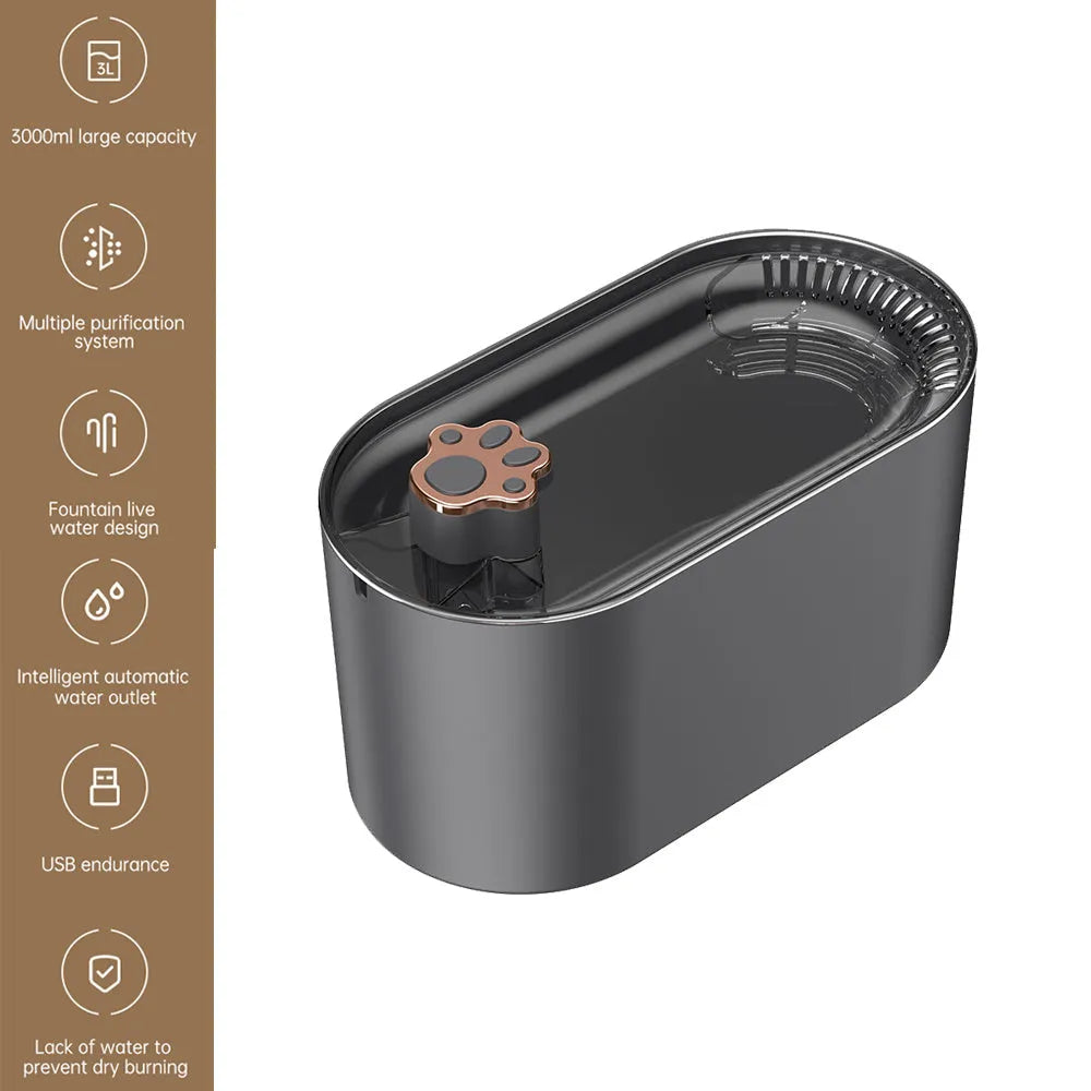 Berlin blue pet water fountain with 3L capacity and quiet pump for cats and dogs