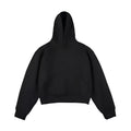 Short Chinese cotton silver fox velvet hooded sweater with removable hood in black, front view