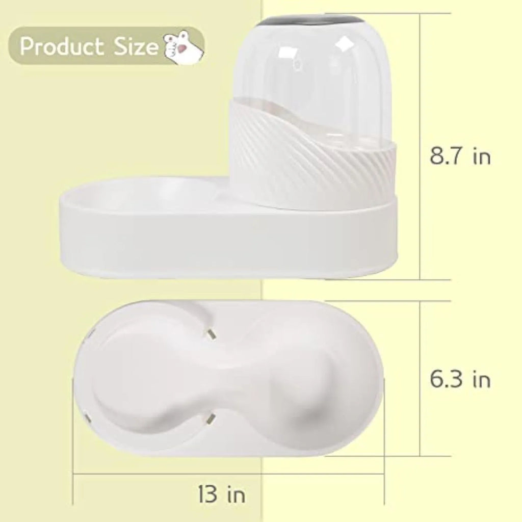 White plastic cat feeder and water dispenser set with wave-shaped design, two 2-litre units.