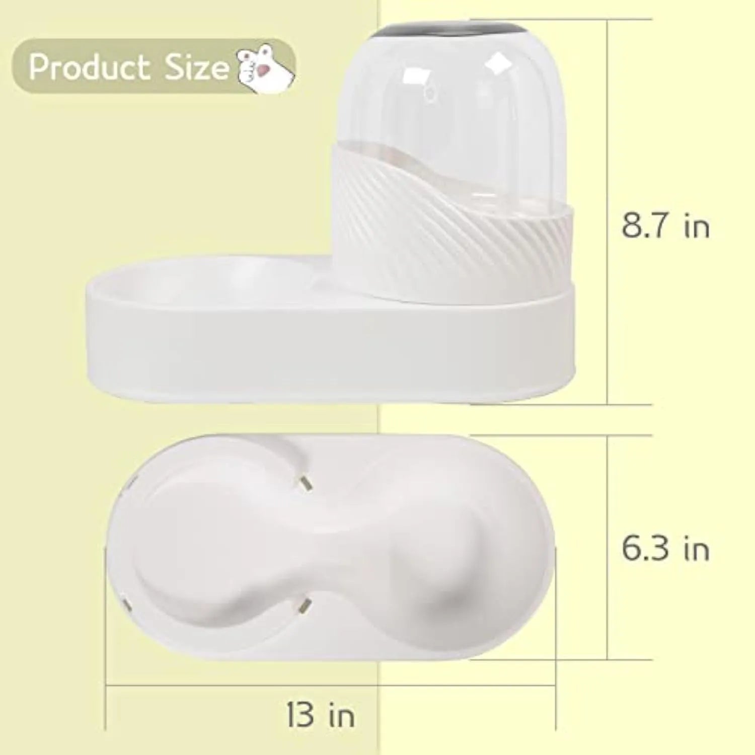 White plastic cat feeder and water dispenser set with wave-shaped design, two 2-litre units.
