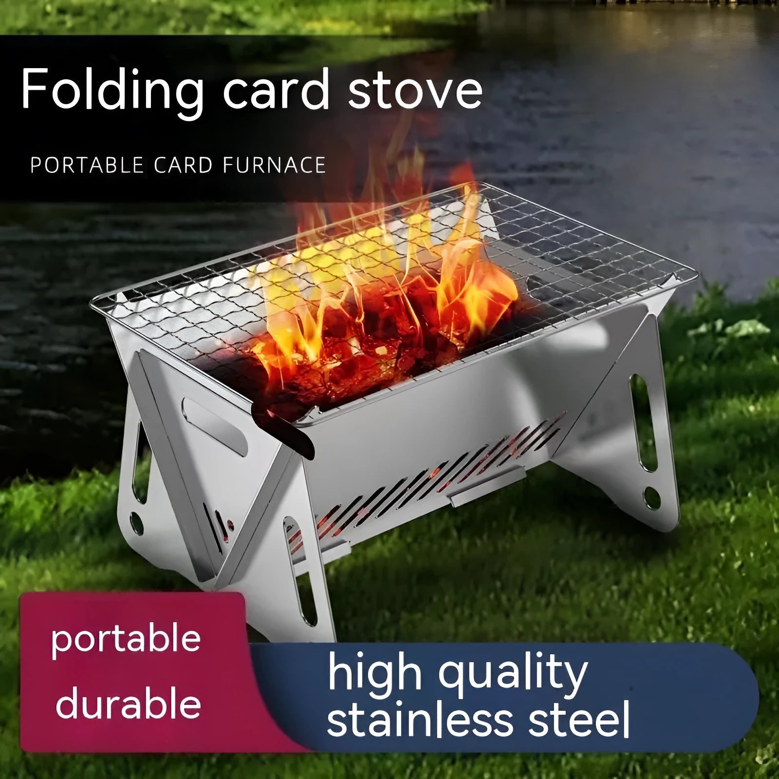Stainless steel folding barbecue oven large size for outdoor cooking 1-2 people with storage bag