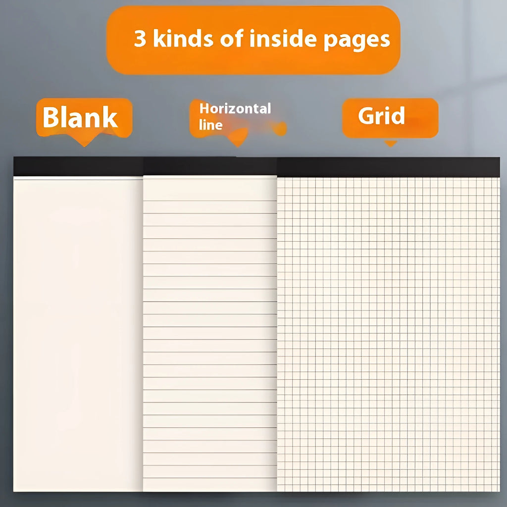 Writing pad notebook in A5, B5 and A4 sizes with 80 sheets of thickening wood-free paper