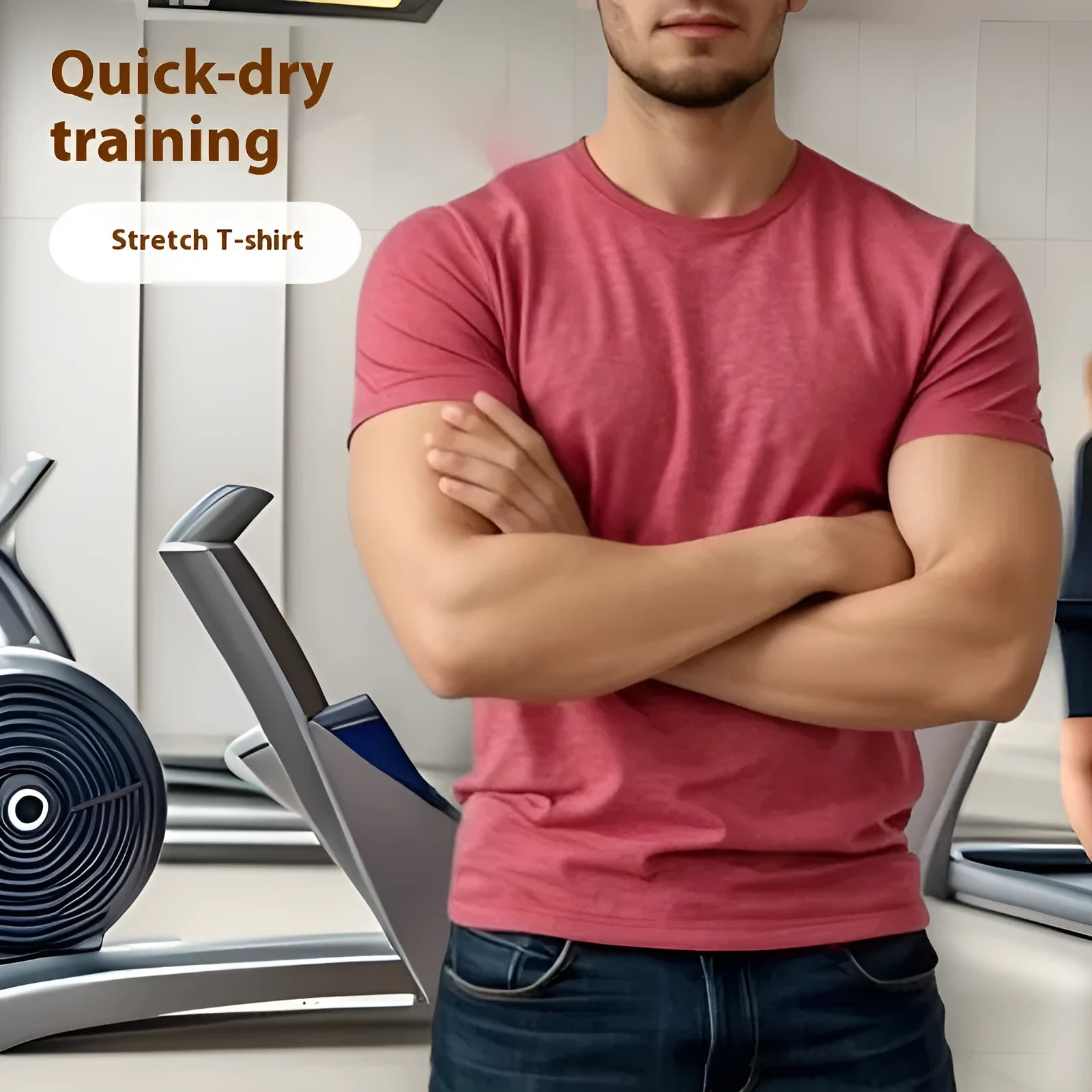 Tight stretch quick-drying short sleeve running t-shirt in polyester blend
