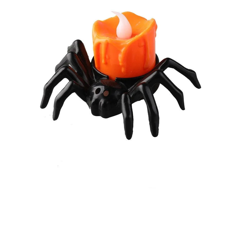 Halloween spider candlestick ornament plastic battery operated 7x8.5x5cm ambient lighting