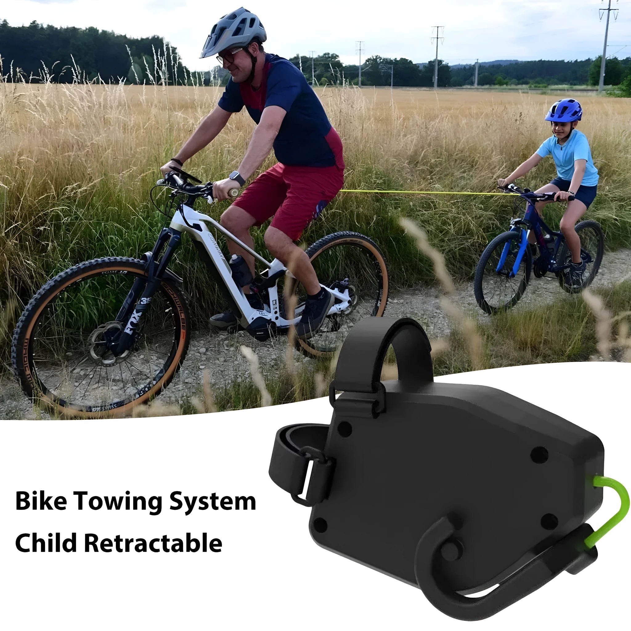 Black plastic and resin bicycle trailer traction rope for child trailers