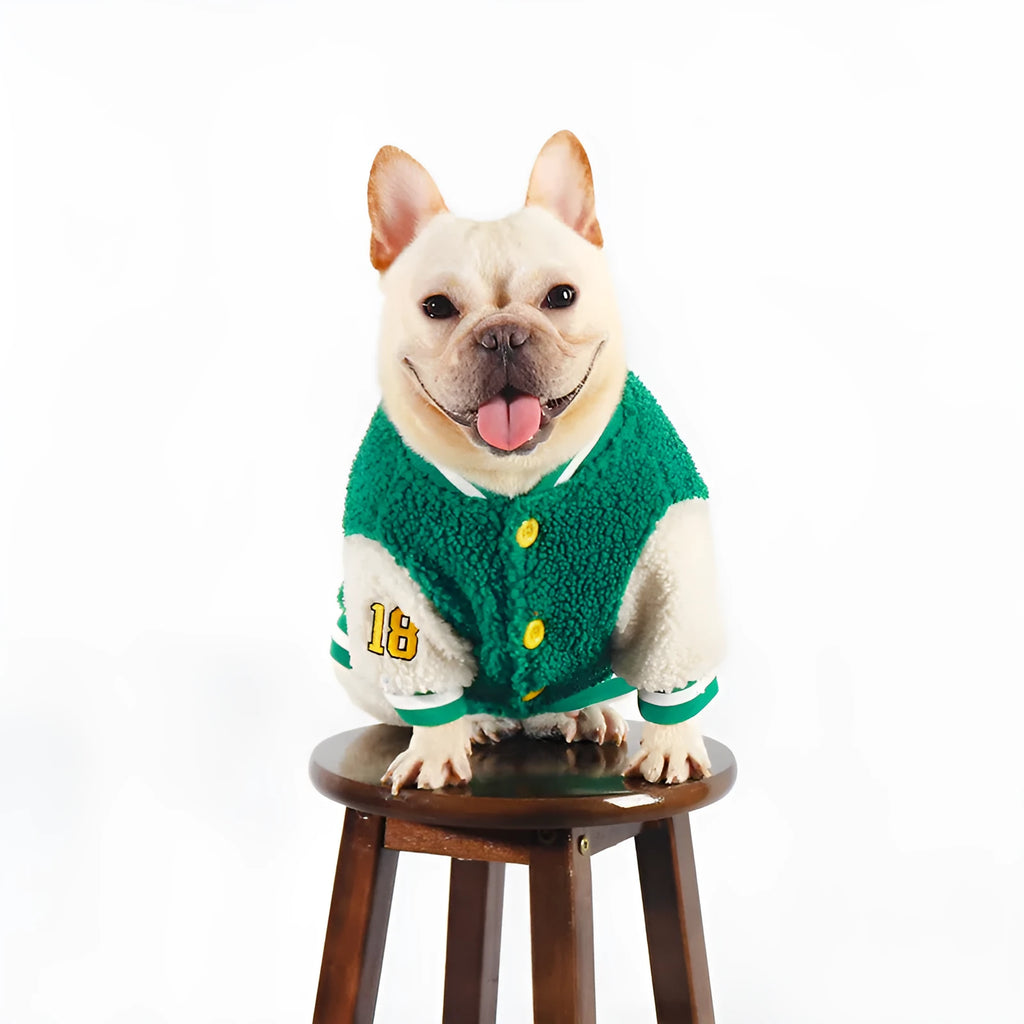 Green fleece-lined thick dog winter coat for large breeds size L to 4XL