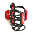 Black water bottle cage mounted on Honda X-ADV scooter with bottle inserted