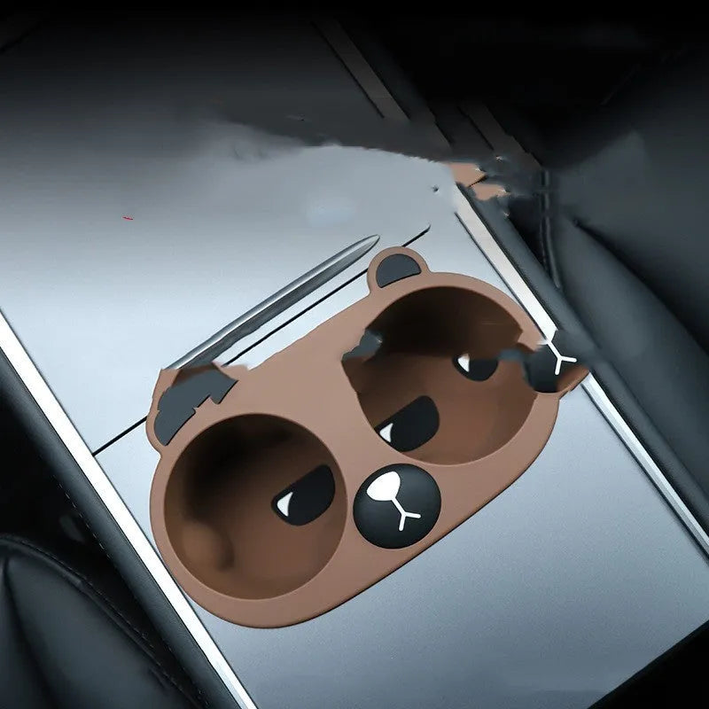 Silicone car cup holder limiter insert in grey colour for vehicle central control console
