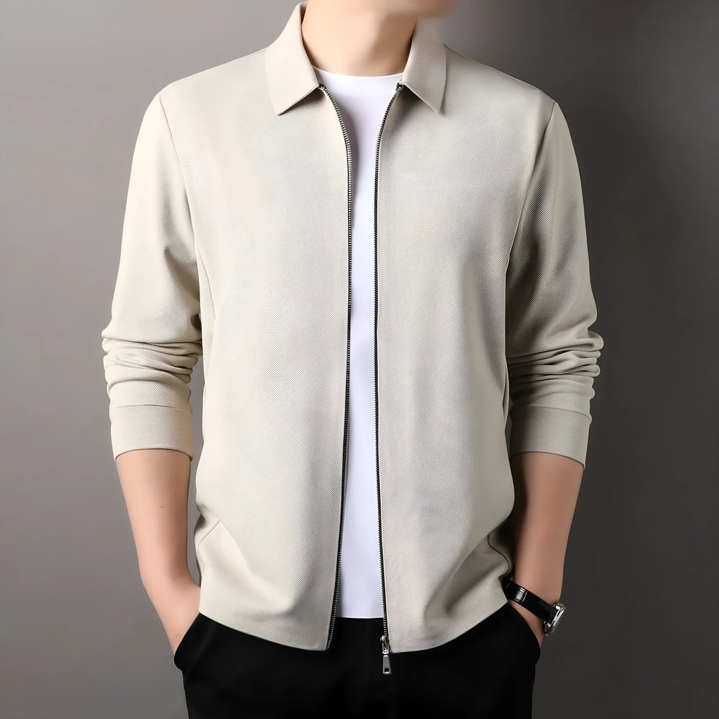 Men's polyester business casual jacket in black colour with regular sleeves and straight hem design