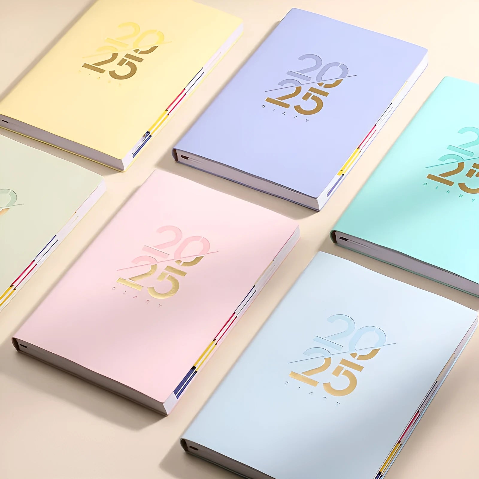 A5 faux leather daily planner notebook showing multiple colour options