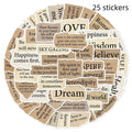Torn English decorative laptop stickers in matte and glossy PVC finishes, 4-7cm each