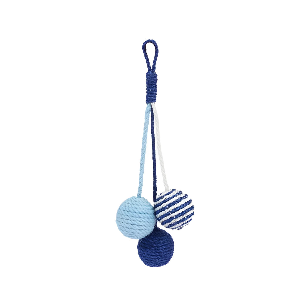 Cat toy set with blue green red yellow wand and bite-resistant catnip ball