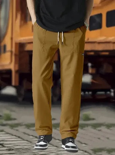 Men's casual trousers in light gray, polyester fibre, spring autumn collection, sizes S to XXXL