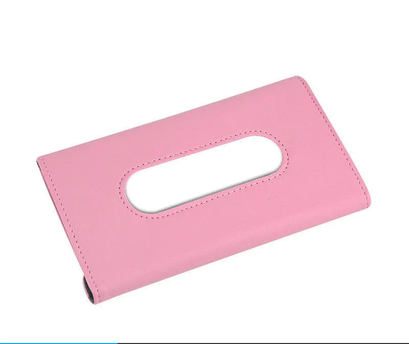 Car tissue hanging holder in PU leather black khaki pink with or without paper towels