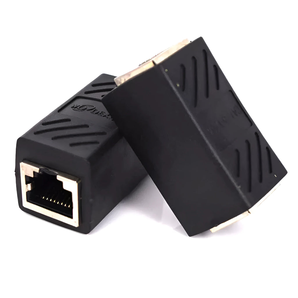 Black RJ45 network cable butt joint extender adapter with rotary union for Ethernet cable extension