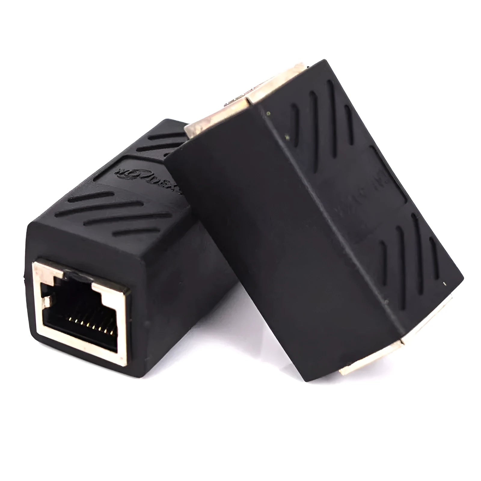 Black RJ45 network cable butt joint extender adapter with rotary union for Ethernet cable extension