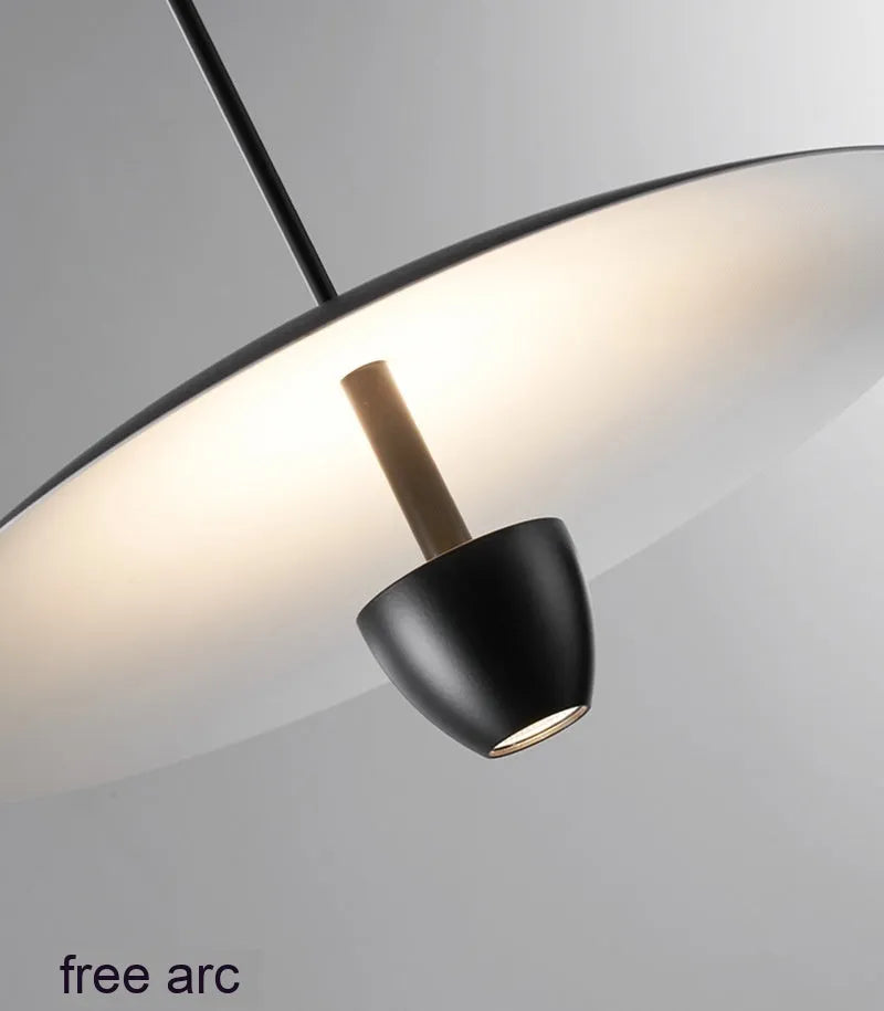 Black modern minimalist Nordic chandelier ceiling light fixture with 400mm diameter.