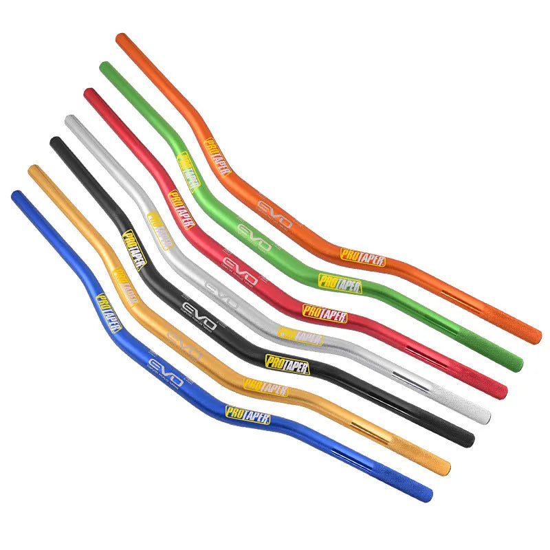 28mm orange aluminium scrambling motorcycle handlebar showing 80cm width and 10cm rise.