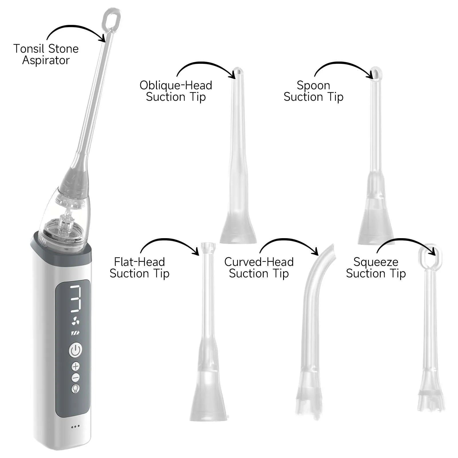 Milky white metal tonsil stone removal tool oral cleaning kit