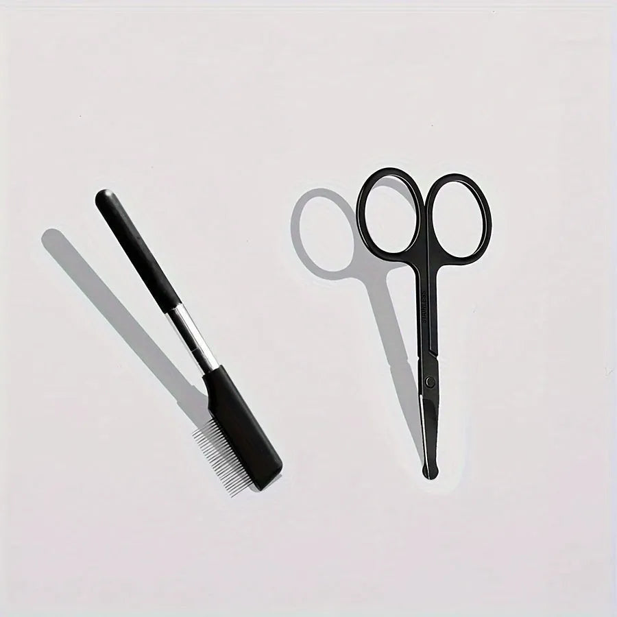 Black pet grooming brush with comb for tear stain removal and hair grooming on dogs and cats