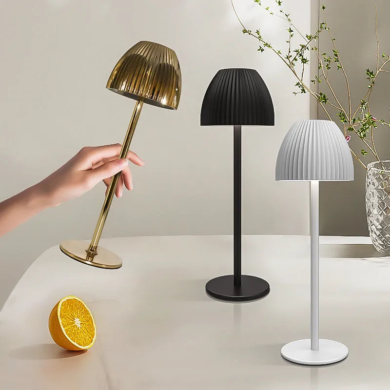 Modern dimmable night lamp with thin round base in black or white for bedroom and dining room