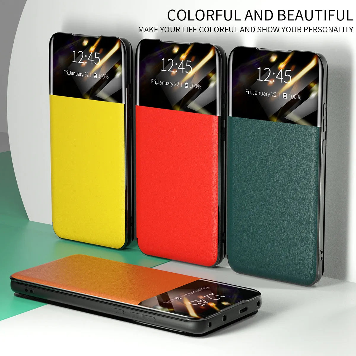 Card flip PU leather protective case for Google Pixel 6 in black, with card slot visible