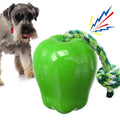 Plastic food dropping ball dog molar toy in green and red colour options
