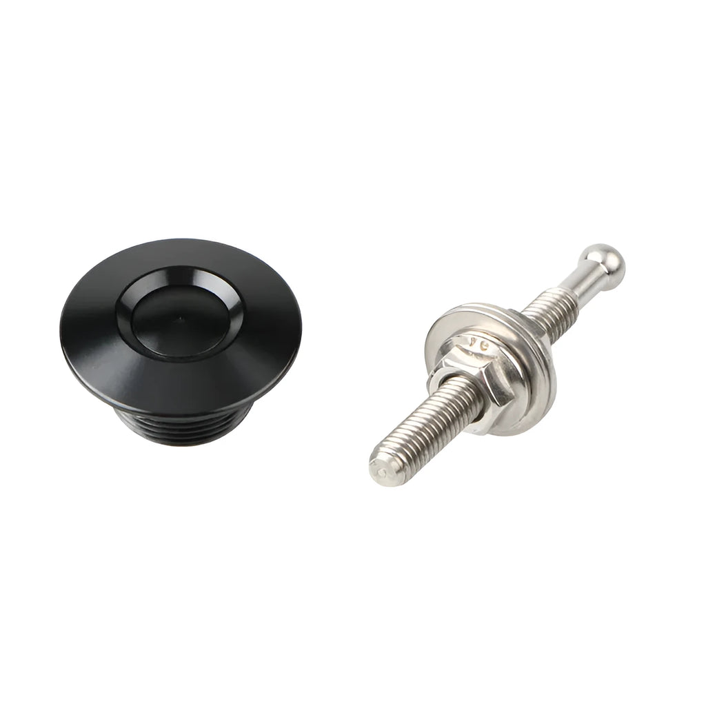 30mm aluminium alloy vehicle cover lock in silver, black, gold, blue, and red colours next to a 55mm mounting screw.