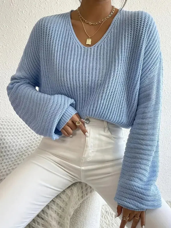 Solid colour long sleeve pullover for women in polyester, shown in available colours