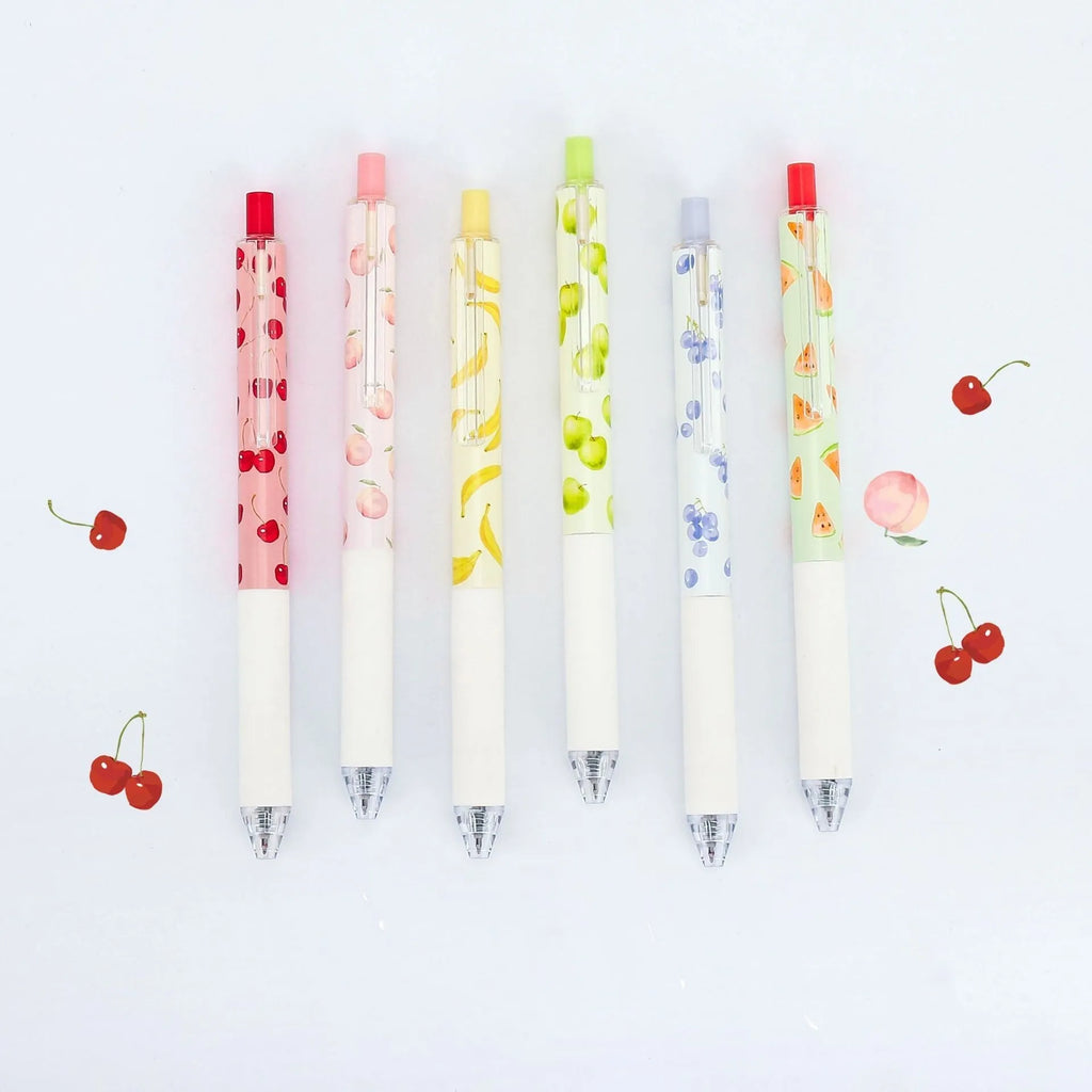 Creative scented fruit flavoured pressurised unisex pen 0.5mm black ink plastic barrel 3 pack random colours