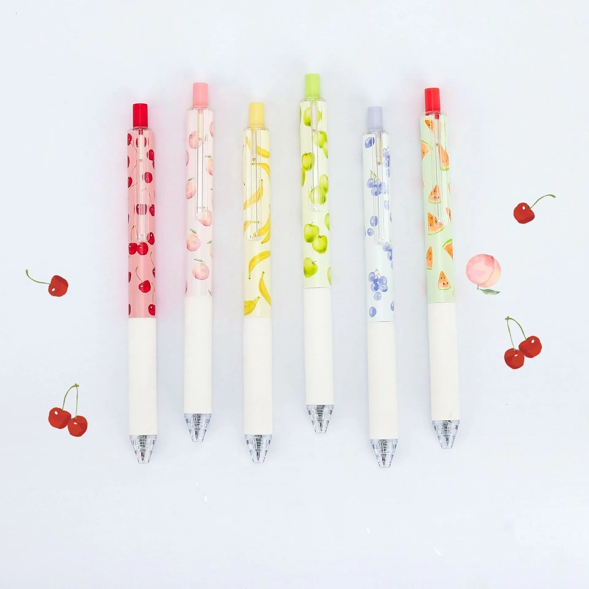 Creative scented fruit flavoured pressurised unisex pen 0.5mm black ink plastic barrel 3 pack random colours
