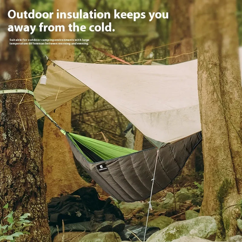 Outdoor camping thickened sleeping bag in army green with compression bag, 238cm long, 200g hollow cotton filling